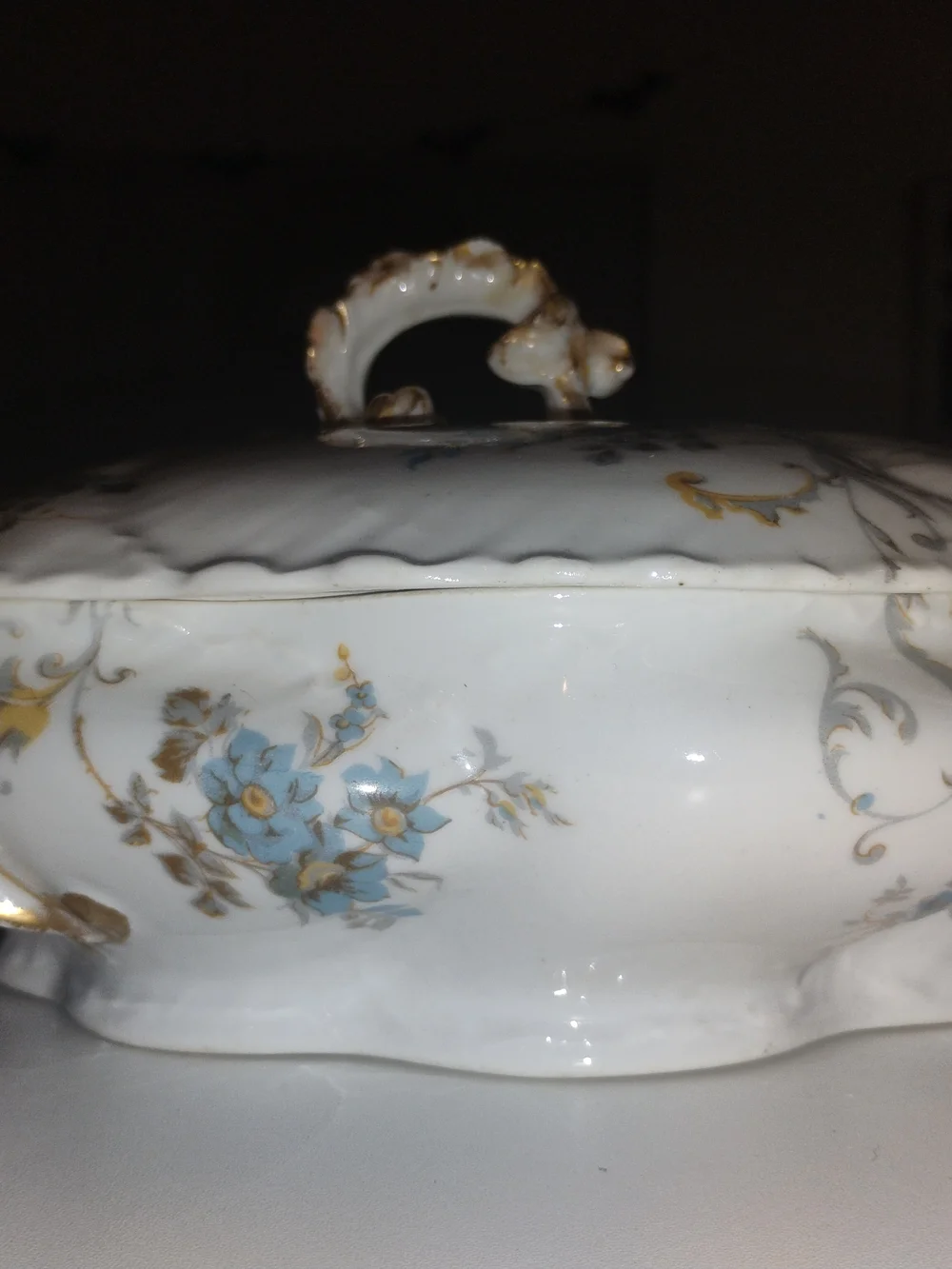 Limoges Classic White Decorative Bowl with Gold Accent Handles